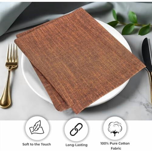 Lot de 12 serviettes de table en coton 50 x 50 cm 1