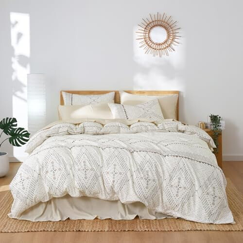 Boho Comforter Set Beige King Size 3 Pieces 2