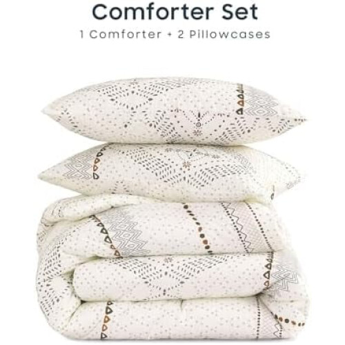 Boho Comforter Set Beige King Size 3 Pieces 1