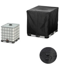 IBC Tote Cover Waterproof 210D Oxford Fabric UV and Dust Shield Fits 275–300 Gallon Water Tank Black