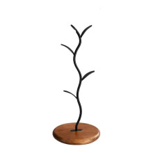 TreeShaped Cup Holder Stand with Wooden Base, SpaceSaving Mug Rack for Kitchen or Living Room