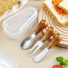 3PCS Stainless Steel Cheese Knife Set with Ergonomic Wooden Handles, Charcuterie Board Accessories Gift