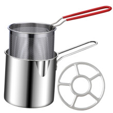 Mini Stainless Steel Deep Fryer Pot with Basket for French Fries, Heat Resistant, Durable Kitchen Use