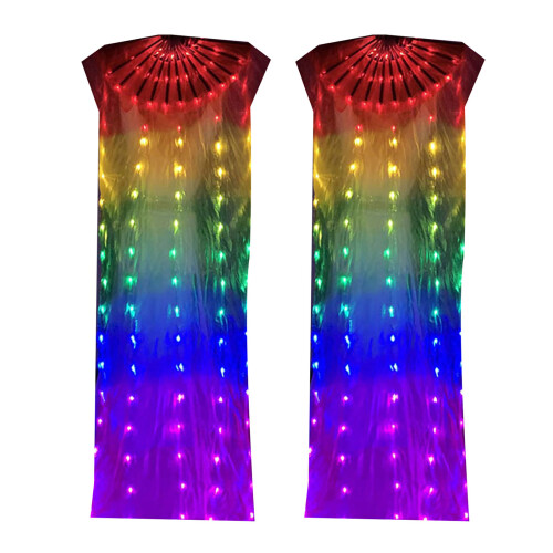 LED Light Up Rainbow Silk Fan Performances Colorful-Right Hand 1