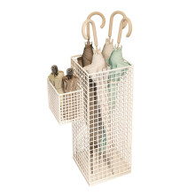 Support vertical de parapluies de fer avec-1 cadre latéral Blanc