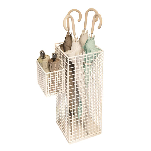 Support vertical de parapluies de fer avec-1 cadre latéral Blanc