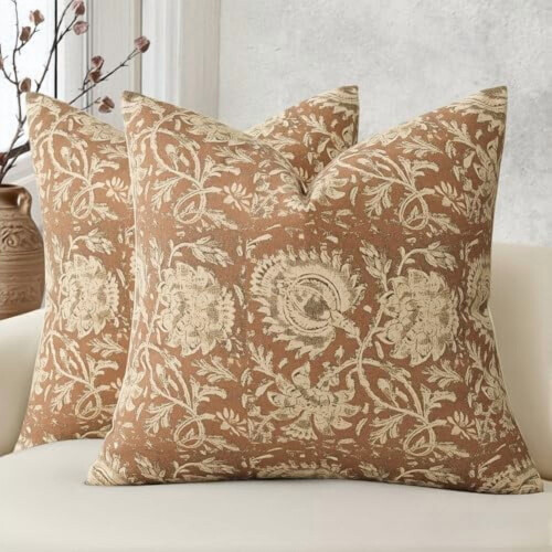 Conjunto de 2 capas de almofada decorativas com estampa floral vintage, 56x56 cm (22x22 polegadas).