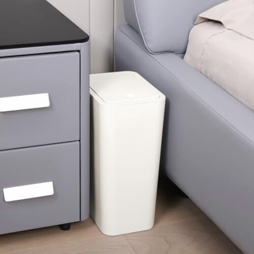 10L Slim Pop-Up Lid Trash Can, 2.6 Gal, 2 Pack White 2