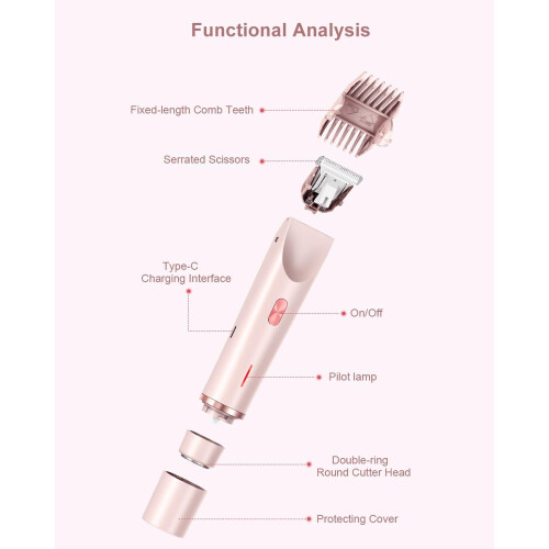Dermave Trimmer2.0, 2 σε 1IPX7 Αδιάβροχο τρίμερ μπικίνι και προσώπου για βρεγμένα/ξηρά μαλλιά 2