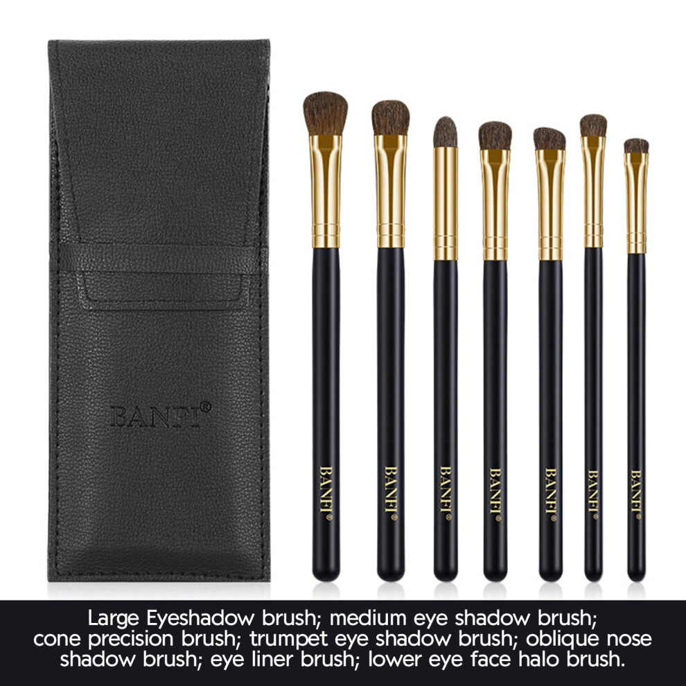 7-Pc Small Makeup Brush Set: Eyebrow & Nose Brushes with Wooden Handles, Soft Hair â Compatible with All Beauty Routines