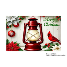 Merry Christmas Red Lantern and Cardinal Design Linen Table Mats Set of 4 for Home Kitchen Table Decor 12x18 inch