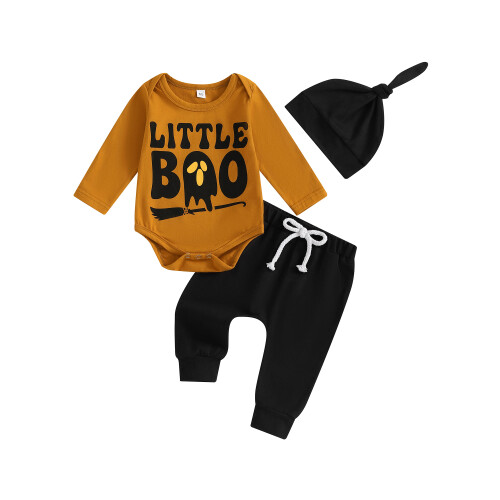 (6-12 Months, Yellow) Ensemble 3 pièces pour Halloween.