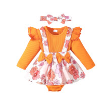 (12-18 Months, Orange) Conjunto de macacão de cabelo.