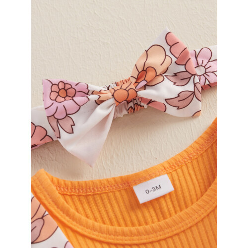 (0-3 Months, Orange) Conjunto de macacão de cabelo. 1
