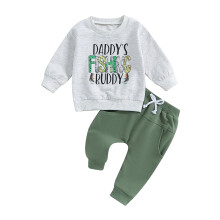 (18-24 Months, Gray) Detské nohavice, súprava s potlačou, dlhým rukávom a mikinou s vreckom, dlhé nohavice