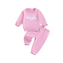 (18-24 Months, Pink) Éadaí Fómhair do Chailíní le Litre, Geansaithe Muineál Cruf & Bríste Fada, Tacar 2 phíosa