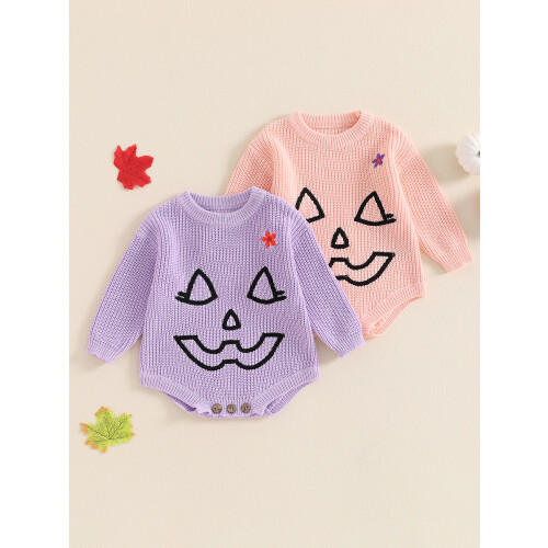 (6-9 Months, Pink) Combinaison pull d'Halloween pour l'automne. 2
