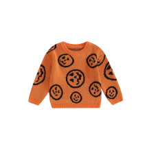 (6-12 Months, Orange) Baby-Halloween-Pullover, langärmelig, Rundhalsausschnitt, mit Grafikprint, Strickoberteile, Kleinkind-Sweatshirts