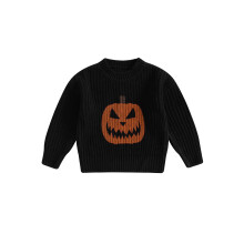 (6-12 Months, Black) Halloween-Strickpullover für Jungen, langärmelig, Rundhalsausschnitt, Pullover mit Kürbisprint