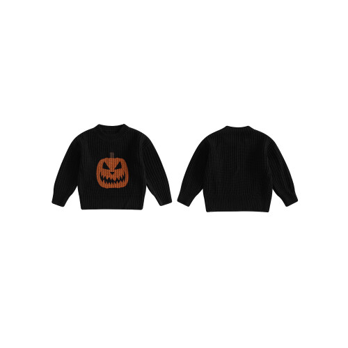 (6-12 Months, Black) Πλεκτό πουλόβερ αγοριών σχέδιο κολοκύθας 1