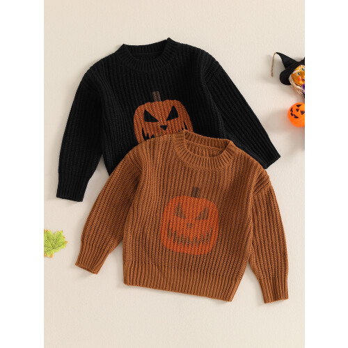 (6-12 Months, Black) Πλεκτό πουλόβερ αγοριών σχέδιο κολοκύθας 2
