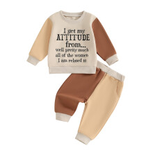 (2-3 Years, Khaki) Ensemble garçon 2 pièces, sweat-shirt long manches et pantalon jogging assorti, tenue automne