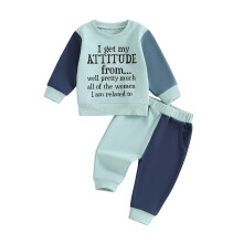 (12-24 Months, Sky Blue) Ensemble garçon 2 pièces, sweat-shirt long manches et pantalon jogging assorti, tenue automne