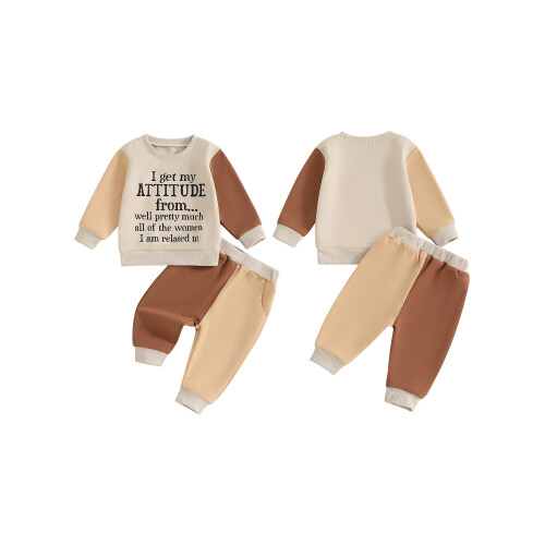(12-24 Months, Khaki) Σετ 2 τεμαχίων φθινοπωρινό φόρμα 1