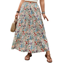 (XXXL, Cream) Jupe longue femme look décontracté.