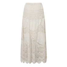 (One Size, Beige) Women's Summer A-line Skirt Long Crochet Boho Flowy Skirt for Travel, Beach, Shopping