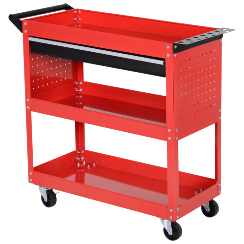 DURHAND 3-Tier Tool Trolley Cart Storage Shelf Roller Cabinet DIY Box