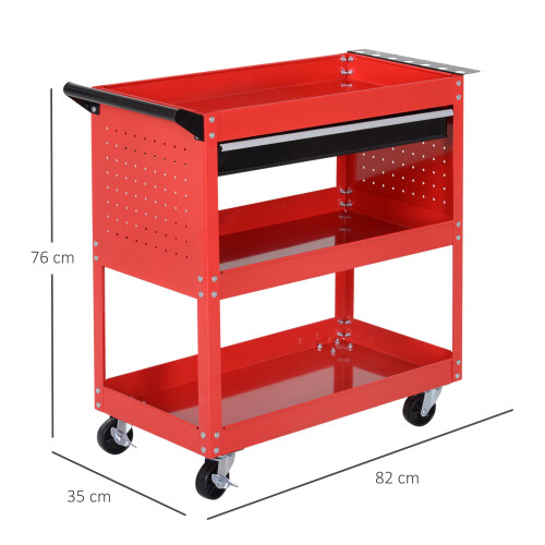 DURHAND 3-Tier Tool Trolley Cart Storage Shelf Roller Cabinet DIY Box 1