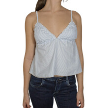 (M, Sky Blue) Women Summer Camisole Casual Striped Print V-Neck Backless Spaghetti Straps Tank Tops Sleeveless T-Shirt