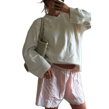 (M, Pink) Short d'été ample pour femme, décontracté, en dentelle, à taille élastique, idéal pour les vacances, la plage ou le streetwear.