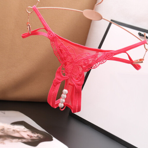 Γυναικείο G-String Rbaofujie με Πέρλες και Κέντημα σε Τριαντάφυλλο & Χάντρες, Κόκκινο 1