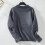 Women's Gray Ribbed-Cuff Round-Neck Sweater M 3