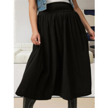 (XXL, Black) Jupe longue pour femme, élégante jupe d'été fluide et ample à taille haute, idéale pour un look décontracté au quotidien.