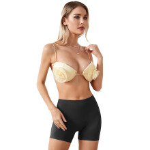 (L, Gray) Short cycliste femme, couleur unie, taille élastique, short moulant tendance été