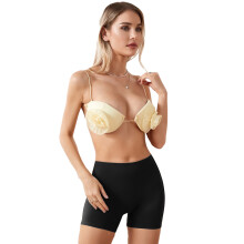 (S, Black) Short cycliste femme, couleur unie, taille élastique, short moulant tendance été