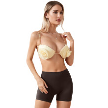(L, Khaki) Short cycliste femme, couleur unie, taille élastique, short moulant tendance été