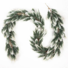 Guirlanda artificial de pinheiro de 2,74 m (9 pés) – Folhagem artificial de cedro branco como a neve para lareira, escada – Decoração de Natal