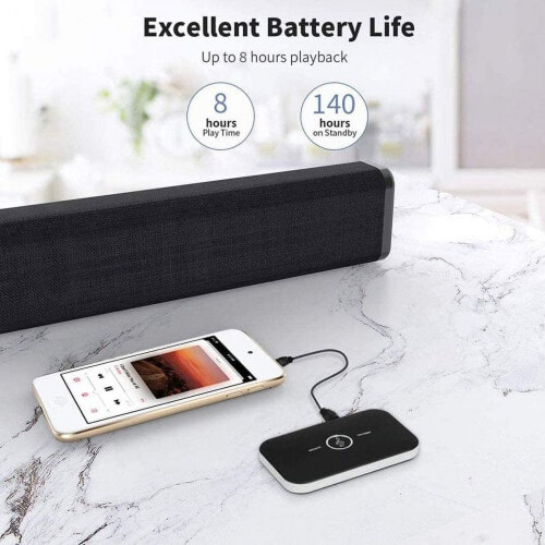Ασύρματος στερεοφωνικός δέκτης Bluetooth 2 σε 1, 5,12x2,76x1,38 ίντσες, 0,23 λίβρες 2