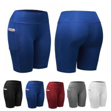 Shorts de treino femininos com bolsos, shorts de ciclismo de cintura alta, shorts de ioga, shorts de corrida.