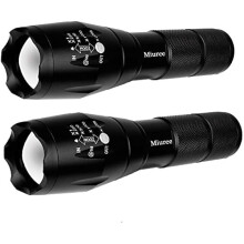 ZLC2Pack LED-Taktiktaschenlampe, wasserfest, Militärstandard, 2000 Lumen, 5 Modi, Zoomfunktion, ultrahelle Taschenlampe