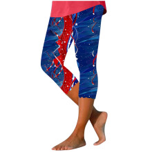 Női Függetlenség Napi Jóganadrág – Magas Derekú Stretch7/7 Leggings Csillagmintás Mintával! Aktív Rugalmas Jóganadrág Női