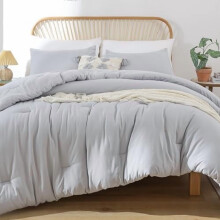 California King Bettwäsche-Set, Hellgrau, 3-teilig (1 graue Bettdecke im Boho-Stil für California King-Size & 2 Kissenbezüge), weiche, leichte
