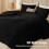 Σετ πάπλωμα Fluffy King – Υπερ-μαλακή ψεύτικη γούνα 3D Grid Jacquard, 3 τεμάχια μαύρα 2