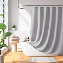 Perdea de duș cu țesătură Waffle, vopsită vibrant, sistem de gestionare a umidității 3M Scotchgard, stil rustic, gri 183x203 cm –