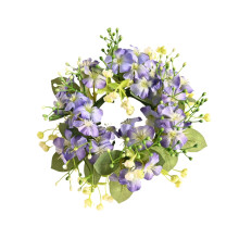 Művirág gyertyagyűrű - Tavaszi-nyári virágfüzér asztaldísz esküvői asztaldíszhez, parti otthoni dekorációhoz