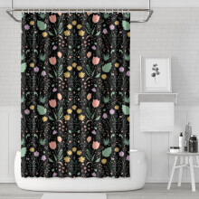 Perdea de duș Pioneer cu imprimeu floral, 183 cm x 183 cm, set de perdele de duș decorative pentru baie cu 12 cârlige, impermeabile și lavabile